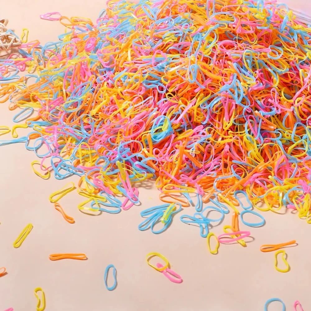 Artificiel astique de poulet coloré pour filles, attaches pour cheveux, bande de sauna, porte-queue de cheval pour enfants, accessoires pour cheveux, 500 pièces, 1000 pièces, 2000 pièces — 10/10