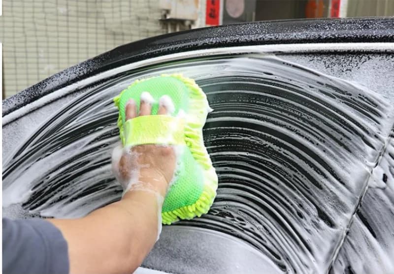 Éponge de lavage de voiture en microfibre, nettoyage de soins de voiture, brosses de détail, serviette de lavage, gants automobiles, accessoires de style — 4/7