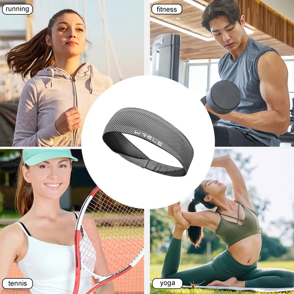Bandeau de Sport d'été respirant, bandeau de Fitness, antidérapant, élastique, pour Tennis, évacuation de la sueur, léger, pour course à pied — 6/10