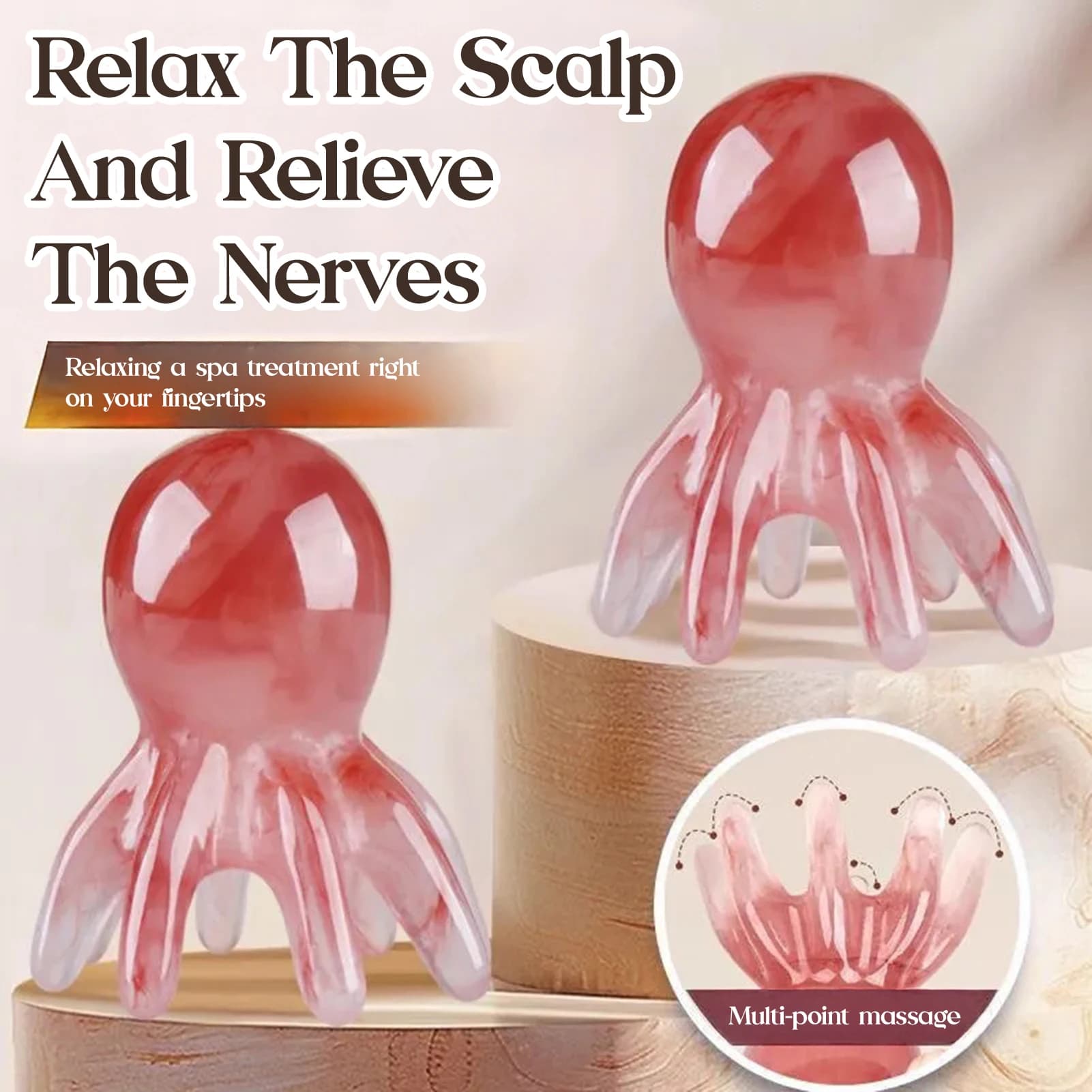 Peigne de Massage de tête de poulpe, outil d’acupression manuel méridien, peigne de Massage Portable SPA Gua Sha