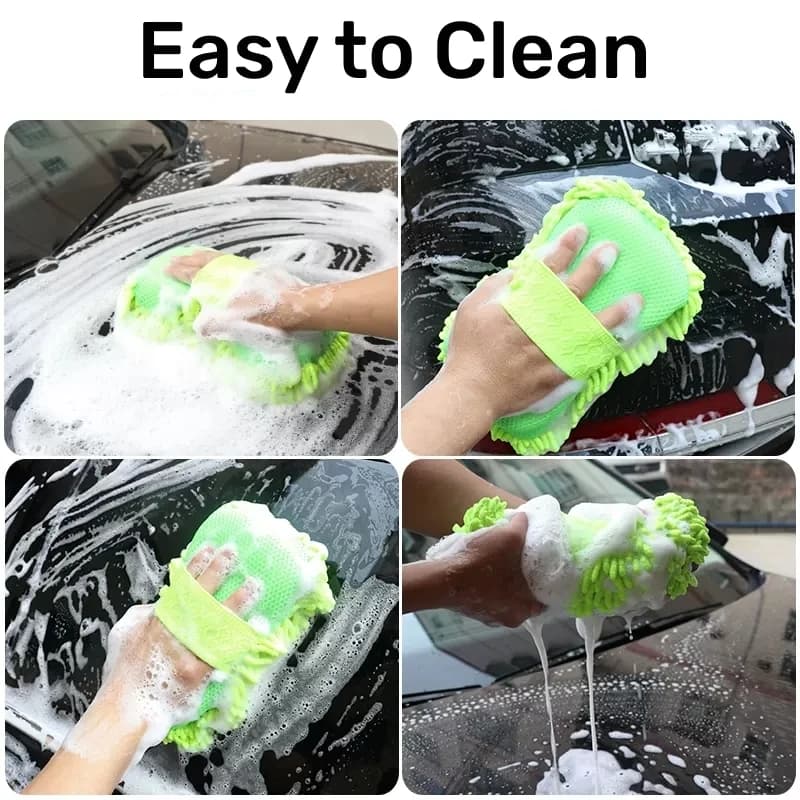 Éponge de lavage de voiture en microfibre, nettoyage de soins de voiture, brosses de détail, serviette de lavage, gants automobiles, accessoires de style — 6/7
