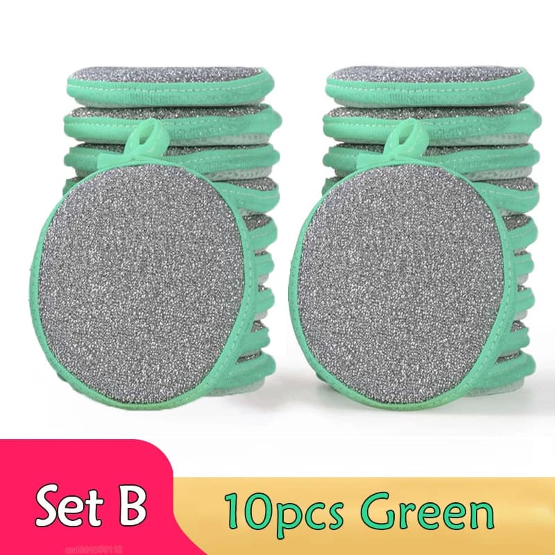 Éponge à vaisselle Double face, brosse de lavage de la vaisselle, casserole, Pot, éponges de lavage de la vaisselle, nettoyage ménager, outils de cuisine, 5/10/20 pièces — 10/10