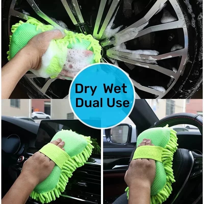 Éponge de lavage de voiture en microfibre, nettoyage de soins de voiture, brosses de détail, serviette de lavage, gants automobiles, accessoires de style — 5/7