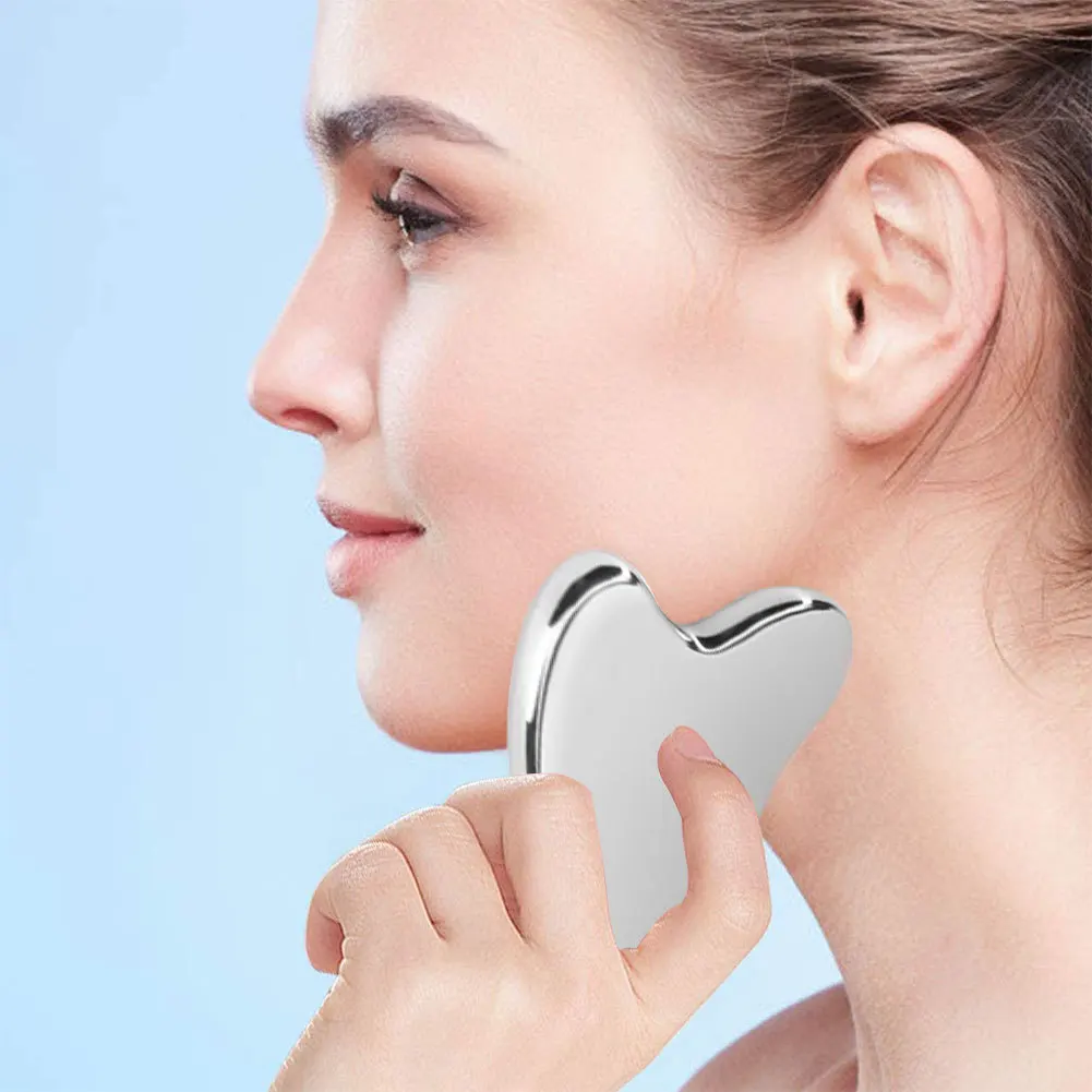 1pcs Stainless Steel Gua Sha Scraper Massager for Face Neck Body Guasha Massage Tool Facial Skin Care Guasha Board Face Massager — 4/7