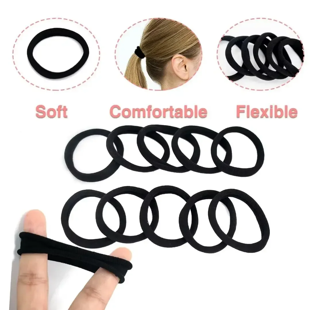 30 à 200 pièces d'accessoires pour cheveux pour femmes, bandeau basique, bandeau à nouer, élastique pour queue de cheval, en nylon, simple et tendance — 4/10