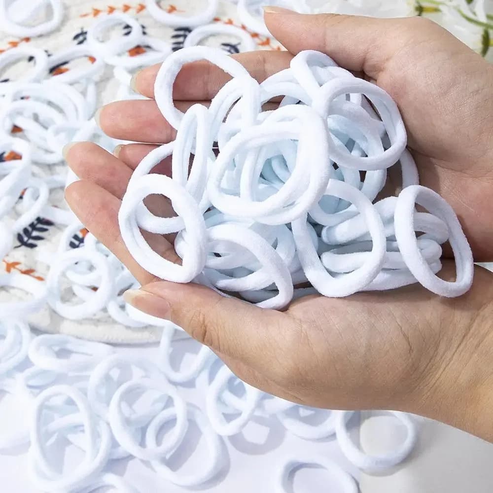 30 à 200 pièces d'accessoires pour cheveux pour femmes, bandeau basique, bandeau à nouer, élastique pour queue de cheval, en nylon, simple et tendance — 5/10