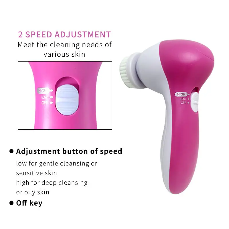 Limpiador facial eléctrico 5 en 1, cepillo de limpieza facial, lavadora, spa, cuidado de la piel, masajeador, libros para puntos negros, herramientas de limpieza facial — 3/9