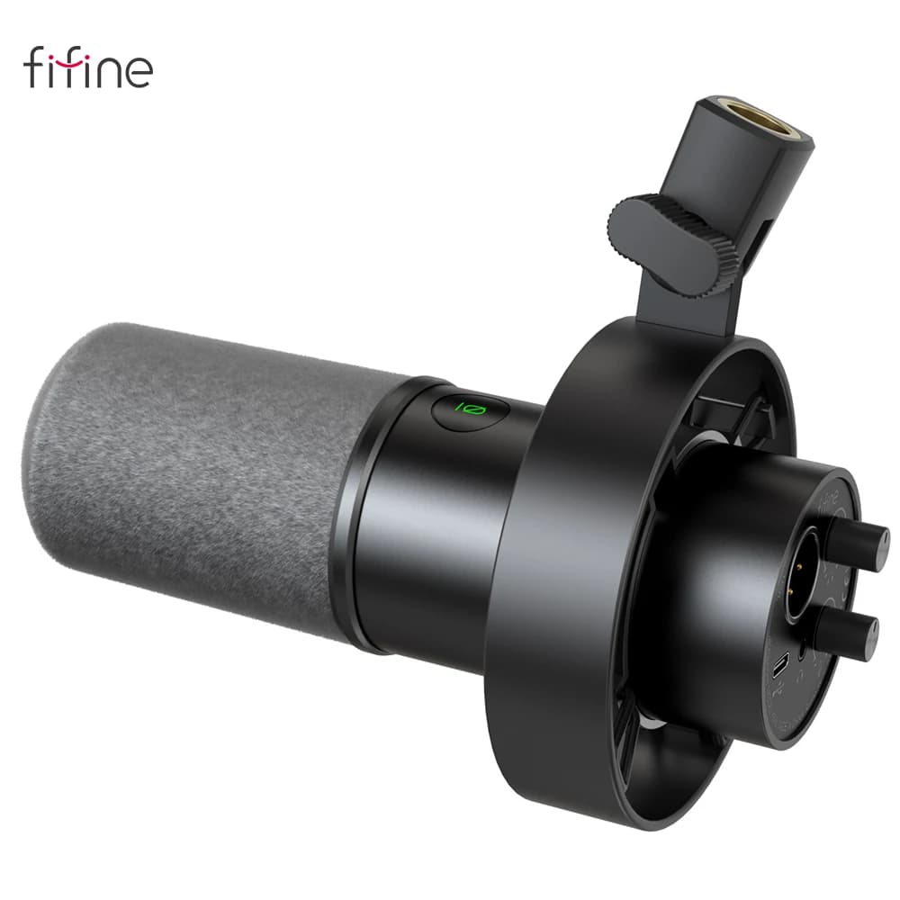 FIFINE Micrófono dinámico USB/XLR con soporte antigolpes, silencio táctil, conector para teléfono de sauna, control de volumen, PC o tarjeta de sonido estática, K688 — 8/9