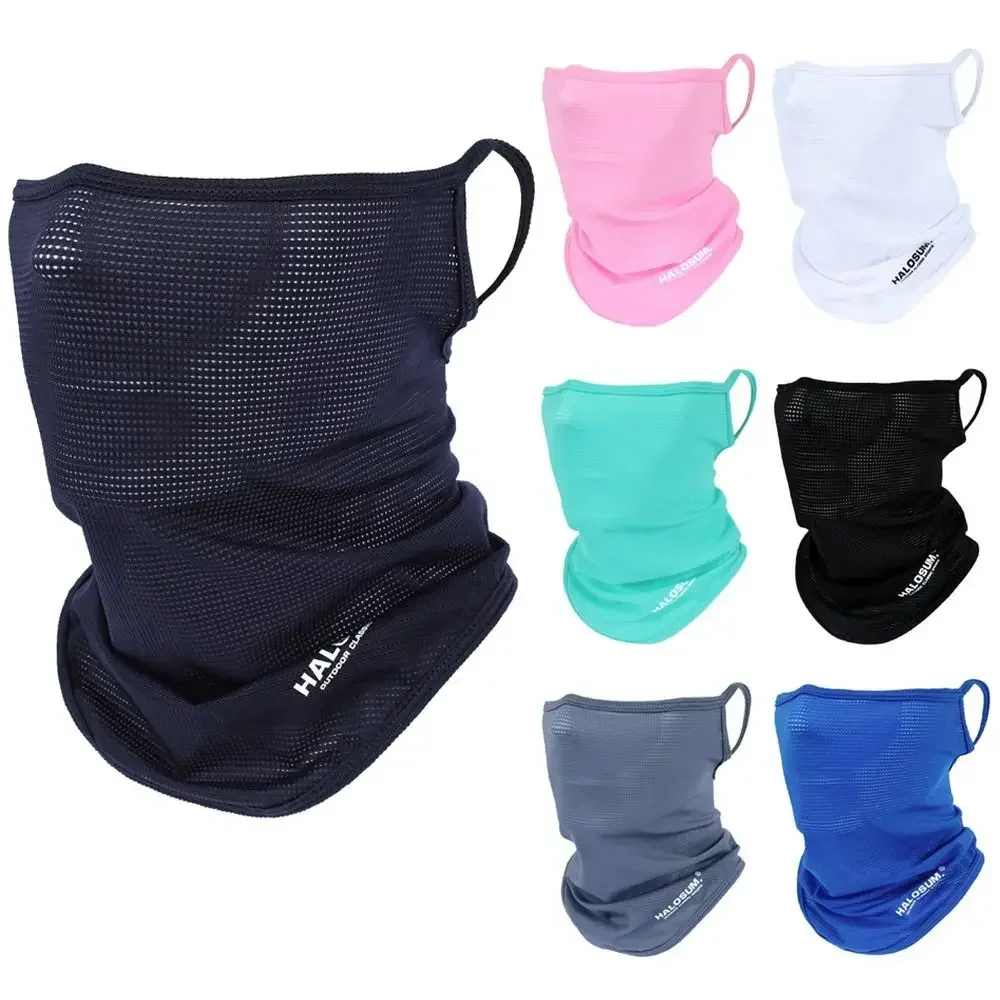 Mascarilla facial de seda de hielo pasamontañas protección solar de verano transpirable resistente a los rayos UV a prueba de viento para ciclismo senderismo actividades al aire libre — 5/10